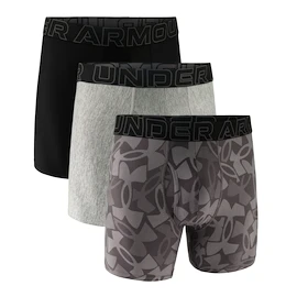Boxeri pentru bărbați Under Armour Perf Tech Print 6in 3Pack Castlerock Heather
