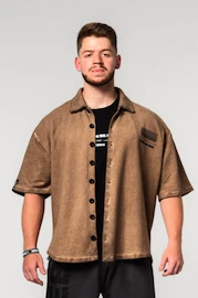 Cămașă pentru bărbați Nebbia Washed-off Oversized Shirt 90s THROWBACK 347 Light Brown