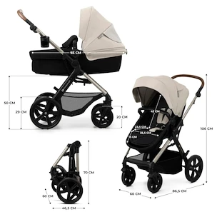 Cărucior de oraș Kinderkraft Moov 2 3in1 Moonlight Grey Eva Wheels