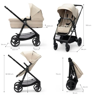 Cărucior de oraș Kinderkraft Newly 3In1 Sand Beige + Mink Pro