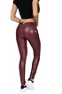 Colanți pentru femei Hugz Jeans  Wine Faux Leather Biker Mid Waist