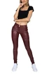 Colanți pentru femei Hugz Jeans  Wine Faux Leather Biker Mid Waist