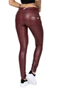 Colanți pentru femei Hugz Jeans  Wine Faux Leather Biker Mid Waist