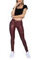 Colanți pentru femei Hugz Jeans  Wine Faux Leather Biker Mid Waist