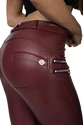 Colanți pentru femei Hugz Jeans  Wine Faux Leather Biker Mid Waist