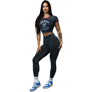 Colanți pentru femei Nebbia NEBBIA x OLYMPIA Washed High Waisted Leggings GYM WARRIOR 776 black