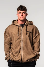 Hanorac pentru bărbați Nebbia Washed-off Zip Up Hoodie GYM BRO 362 Light Brown