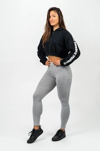 Hanorac pentru femei Nebbia ICONIC Cropped Zip-Up Hoodie 254 black
