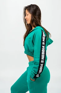 Hanorac pentru femei Nebbia ICONIC Cropped Zip-Up Hoodie green
