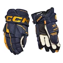 Mănuși de hochei CCM Tacks XF Navy/Sunflower Senior 15 inci