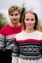 Pulover pentru femei Ulvang  Marius Round Neck Vanilla/Ulang Red