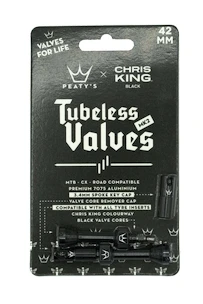 Supapă tubeless PEATY'S  X chris king (mk2) black tubeless valves 42mm (ptv2-42-blk-12)