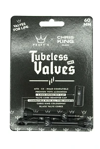Supapă tubeless PEATY'S  X chris king (mk2) black tubeless valves 60mm (ptv2-60-blk-12)