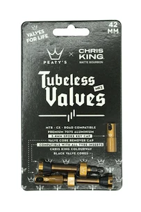 Supapă tubeless PEATY'S  X chris king (mk2) bourbon tubeless valves 42mm (ptv2-42-brb-12)
