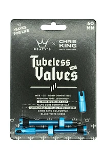 Supapă tubeless PEATY'S  X chris king (mk2) turquoise tubeless valves 60mm (ptv2-60-trq-12)