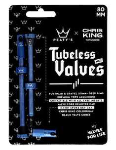 Supapă tubeless PEATY'S  X chris king (mk2) turquoise tubeless valves - 80mm (ptv2-80-trq-12)