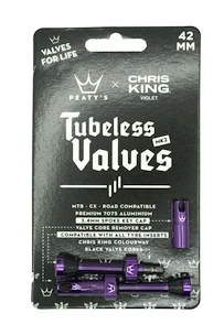 Supapă tubeless PEATY'S  X chris king (mk2) violet tubeless valves 42mm (ptv2-42-vlt-12)