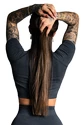 Top pentru femei Gym Glamour  Crop-Top s krátkým rukávem Dark Grey Ombre