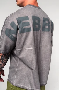 Tricou pentru bărbați Nebbia  Washed-off Oversized Heavyweight Cotton T-shirt NO SHORTCUTS 369 Light Grey