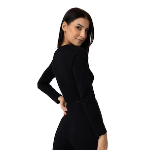 Tricou pentru femei GymBeam  FLO Ribbed CropTop Black