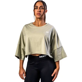 Tricou pentru femei Nebbia STRONG BEAUTY Oversized Cropped Tee JUST FLOW 431 light green