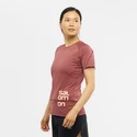 Tricou pentru femei Salomon  Cross Run Graphic Tee Cabernet
