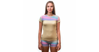 Tricou pentru femei Sensor  Coolmax Impress Sand/Stripes